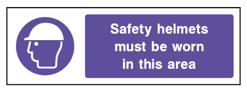 Safety Helmet Warning Mandatory Rectangle Labels